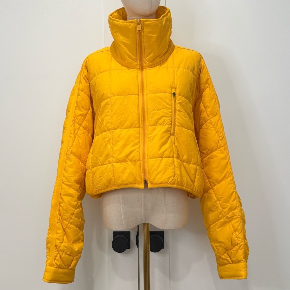 Free People Movement Pippa Packable Puffer Jacket XL Yellow Crop Hiking Sporty - Picture 5 of 15